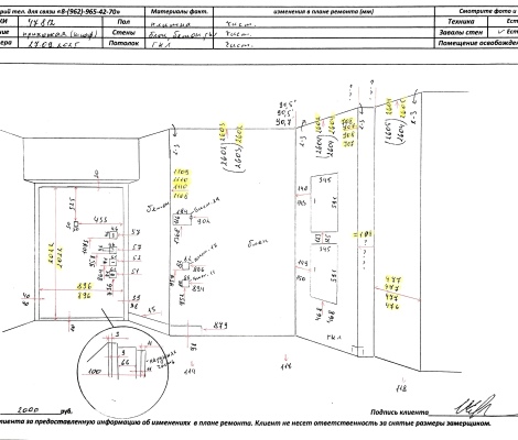 Замер кухни чертеж